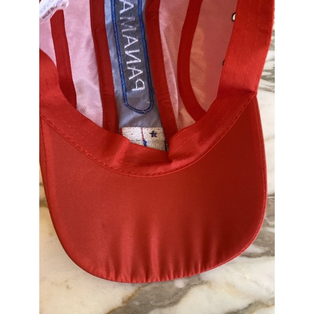 Panama Flag Embroidered‎ Red & Blue Adjustable Baseball Hat Cap